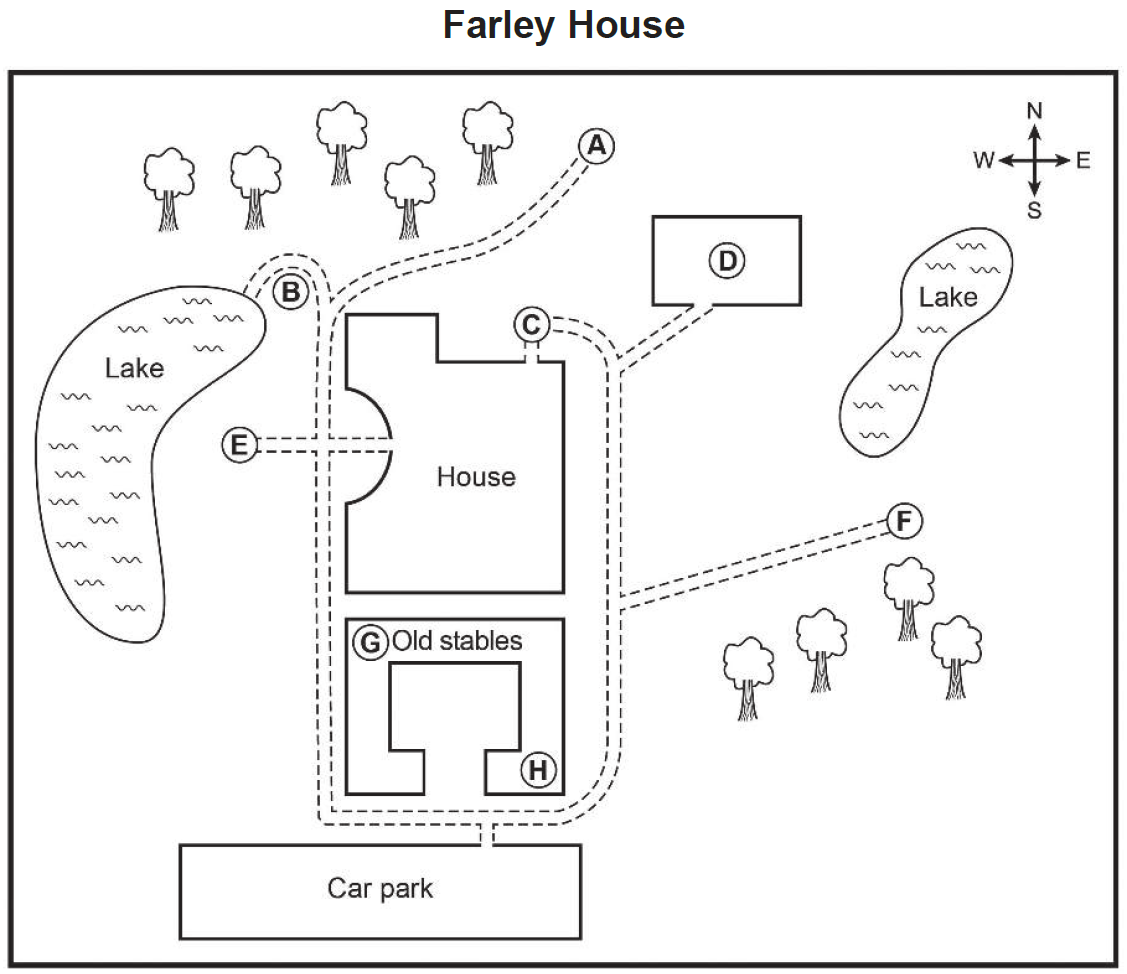 Farley House — map for Questions 16–20